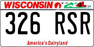 WI license plate 326RSR