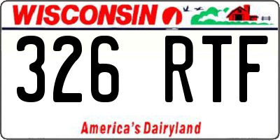 WI license plate 326RTF