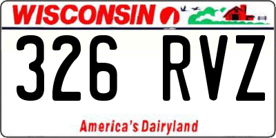 WI license plate 326RVZ