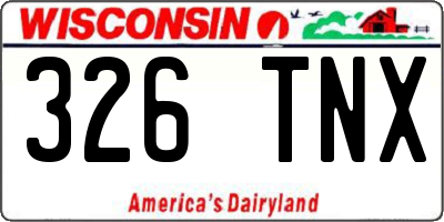 WI license plate 326TNX