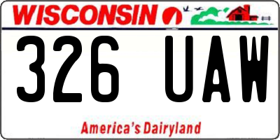 WI license plate 326UAW