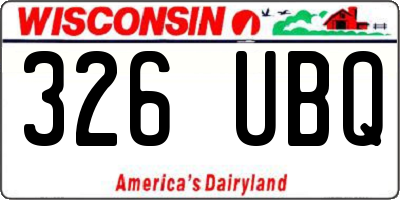 WI license plate 326UBQ