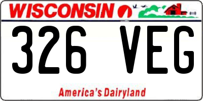 WI license plate 326VEG