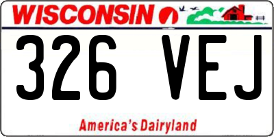 WI license plate 326VEJ