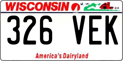 WI license plate 326VEK
