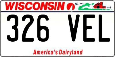 WI license plate 326VEL