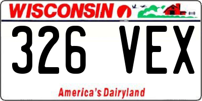 WI license plate 326VEX