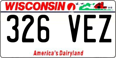 WI license plate 326VEZ