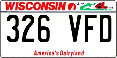 WI license plate 326VFD