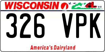 WI license plate 326VPK