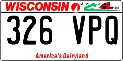 WI license plate 326VPQ