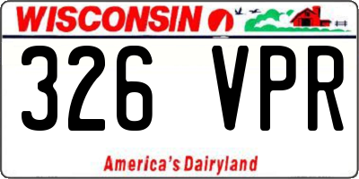 WI license plate 326VPR