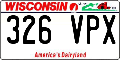 WI license plate 326VPX