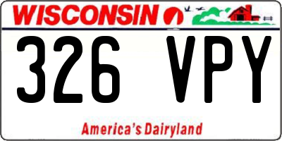 WI license plate 326VPY