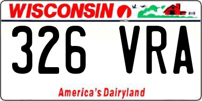 WI license plate 326VRA