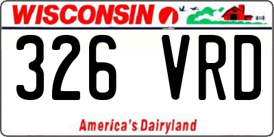 WI license plate 326VRD