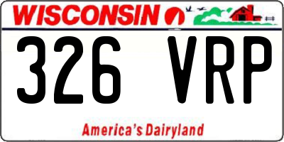 WI license plate 326VRP