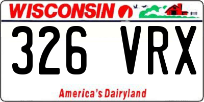 WI license plate 326VRX