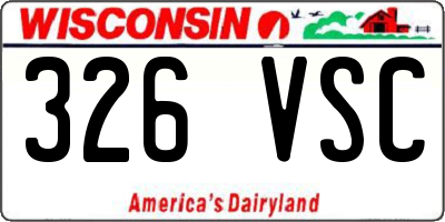 WI license plate 326VSC