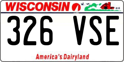 WI license plate 326VSE