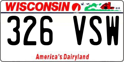 WI license plate 326VSW