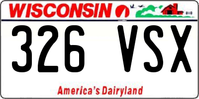 WI license plate 326VSX