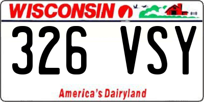 WI license plate 326VSY