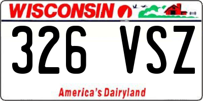 WI license plate 326VSZ