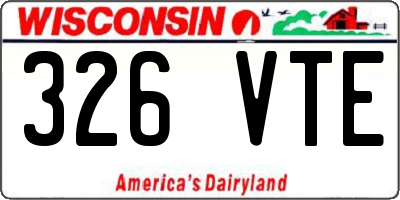 WI license plate 326VTE