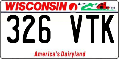 WI license plate 326VTK