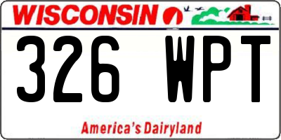 WI license plate 326WPT