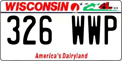 WI license plate 326WWP