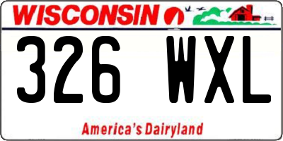 WI license plate 326WXL
