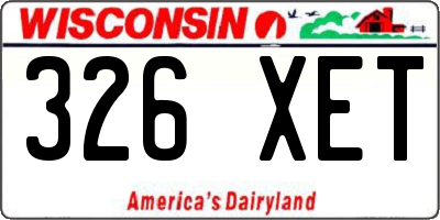WI license plate 326XET