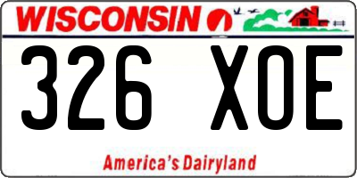 WI license plate 326XOE