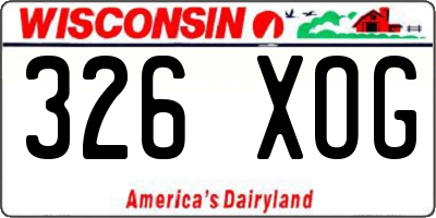 WI license plate 326XOG