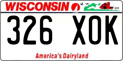WI license plate 326XOK