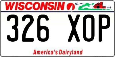 WI license plate 326XOP