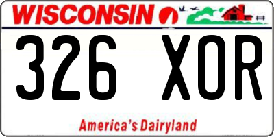 WI license plate 326XOR