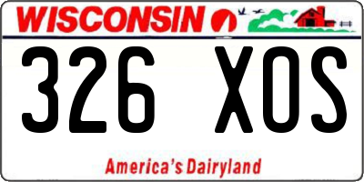 WI license plate 326XOS