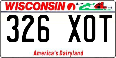 WI license plate 326XOT