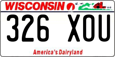 WI license plate 326XOU