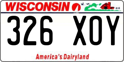 WI license plate 326XOY
