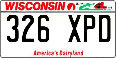 WI license plate 326XPD