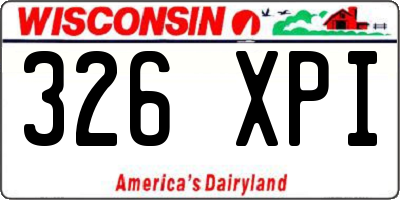 WI license plate 326XPI