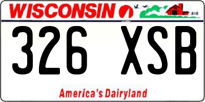 WI license plate 326XSB