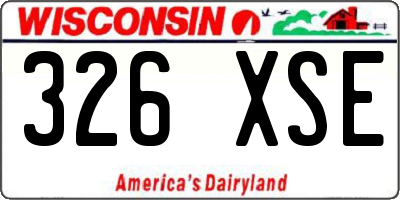 WI license plate 326XSE