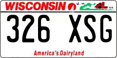 WI license plate 326XSG