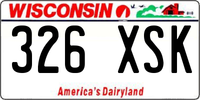 WI license plate 326XSK
