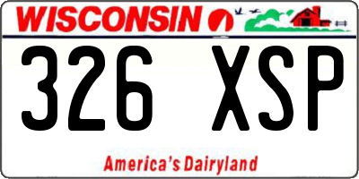 WI license plate 326XSP